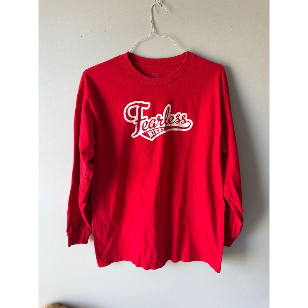 WWE Authentic Nikki Bella Fearless Red Long Sleeve Graphic T-Shirt - Picture 1 of 7